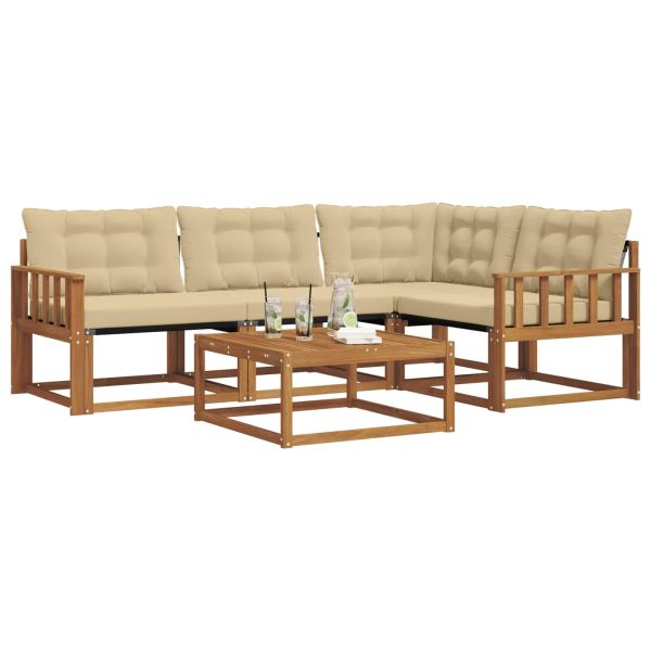 Комплект дивани за открито 5 pcs Натурален и Бежов
