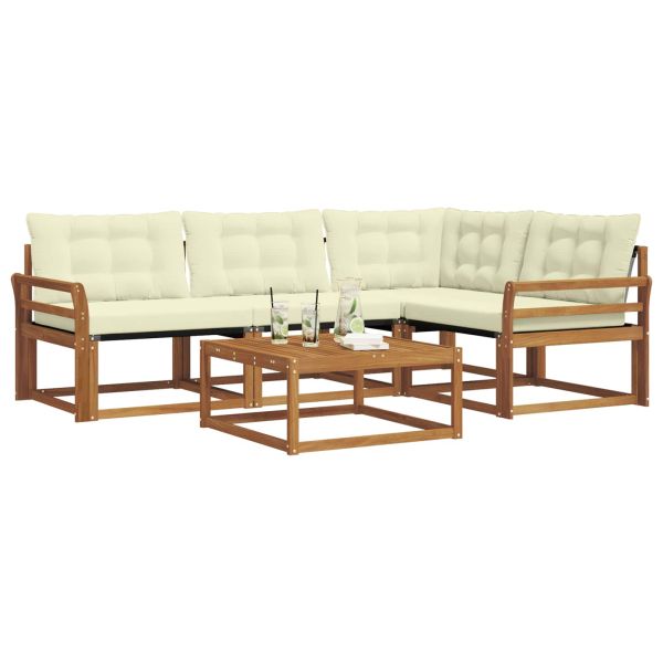 Комплект дивани за открито 5 pcs Натурален и Крема