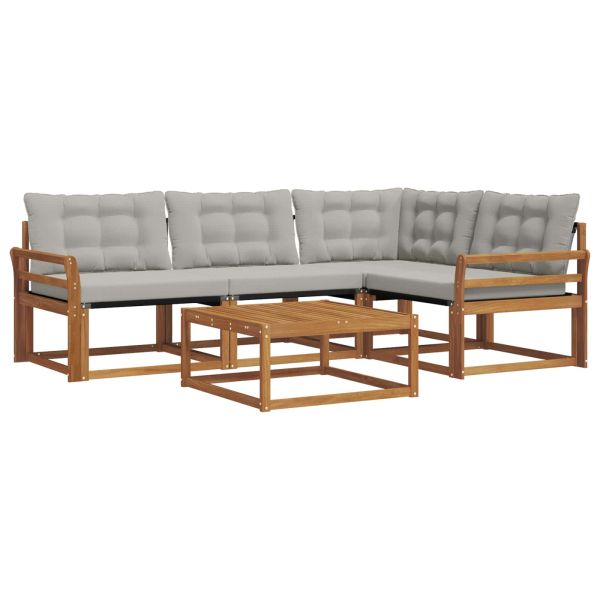 Комплект дивани за открито 5 pcs Естествено и светло сиво