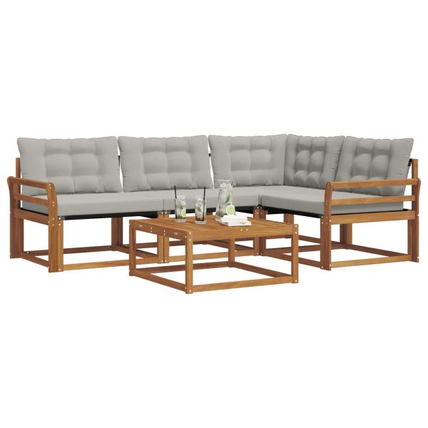 Комплект дивани за открито 5 pcs Естествено и светло сиво