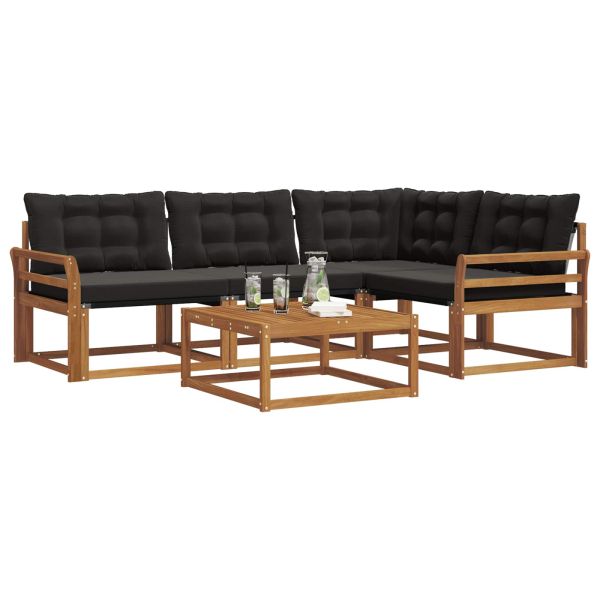 Комплект дивани за открито 5 pcs Естествено и черно