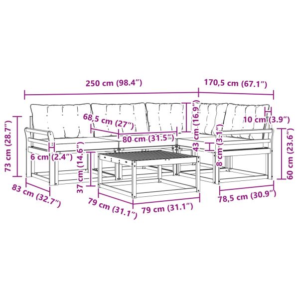 Комплект дивани за открито 5 pcs Естествено и черно