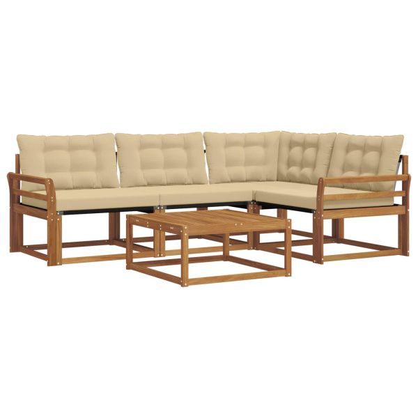 Комплект дивани за открито 5 pcs Натурален и Бежов
