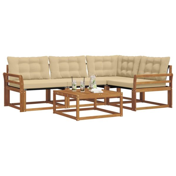 Комплект дивани за открито 5 pcs Натурален и Бежов