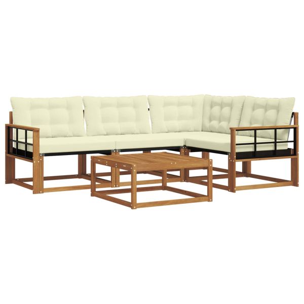 Комплект дивани за открито 5 pcs Натурален и Крема