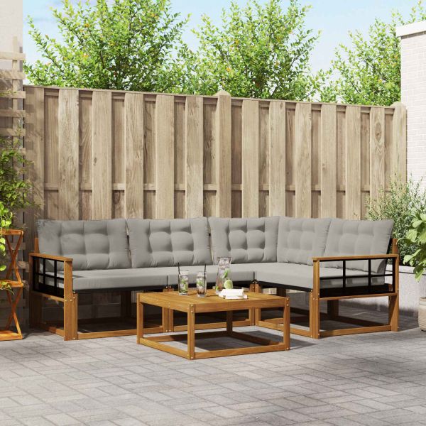 Комплект дивани за открито 5 pcs Естествено и светло сиво