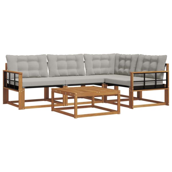 Комплект дивани за открито 5 pcs Естествено и светло сиво