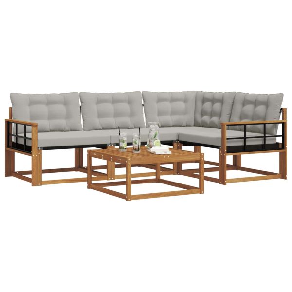 Комплект дивани за открито 5 pcs Естествено и светло сиво