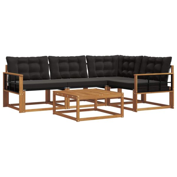 Комплект дивани за открито 5 pcs Естествено и черно