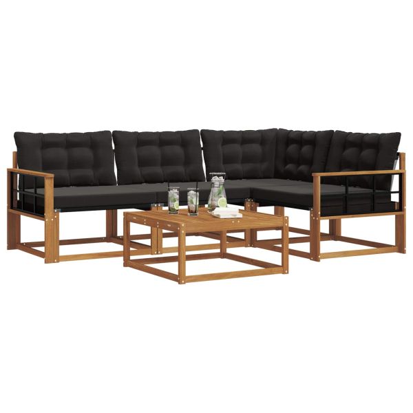 Комплект дивани за открито 5 pcs Естествено и черно