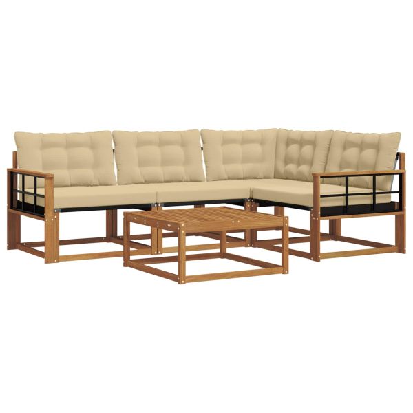Комплект дивани за открито 5 pcs Натурален и Бежов