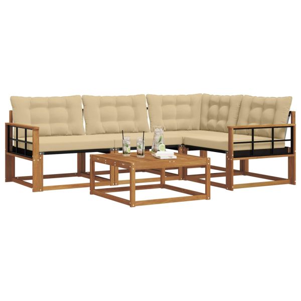 Комплект дивани за открито 5 pcs Натурален и Бежов