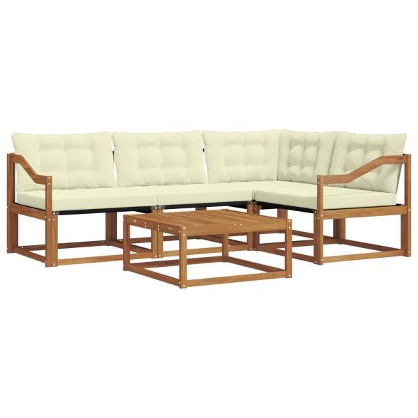 Комплект дивани за открито 5 pcs Натурален и Крема