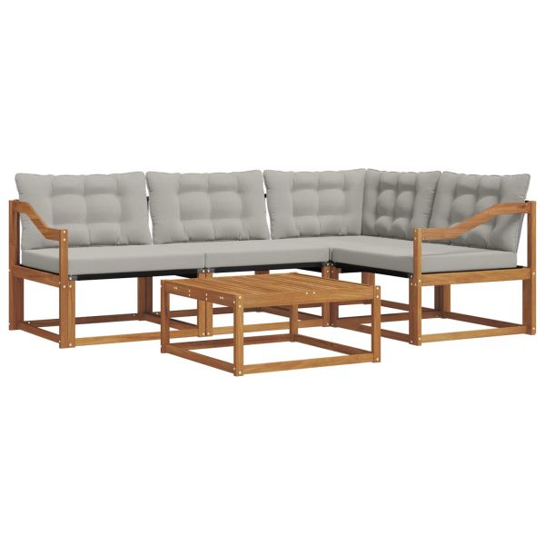 Комплект дивани за открито 5 pcs Естествено и светло сиво