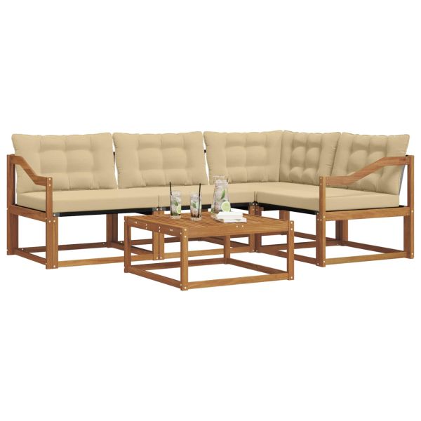 Комплект дивани за открито 5 pcs Натурален и Бежов