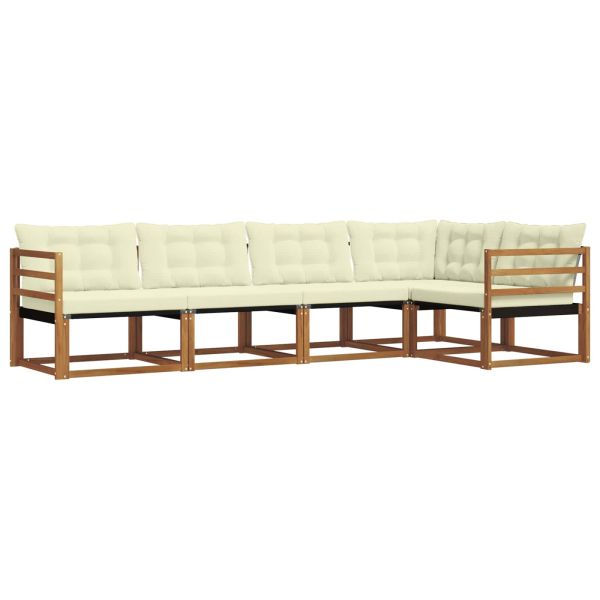 Комплект дивани за открито 5 pcs Натурален и Крема