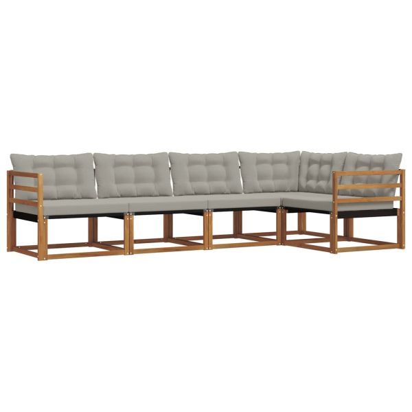 Комплект дивани за открито 5 pcs Естествено и светло сиво