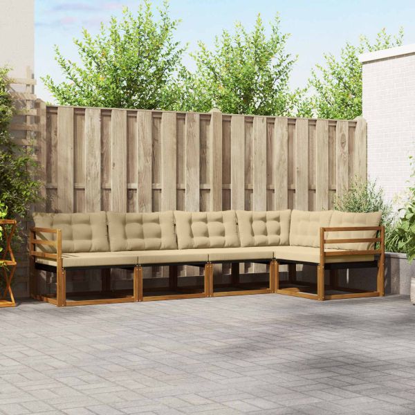 Комплект дивани за открито 5 pcs Натурален и Бежов