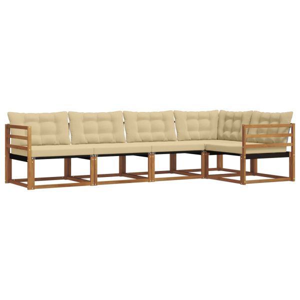 Комплект дивани за открито 5 pcs Натурален и Бежов