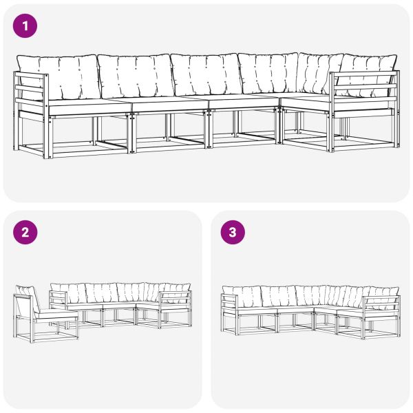 Комплект дивани за открито 5 pcs Натурален и Бежов