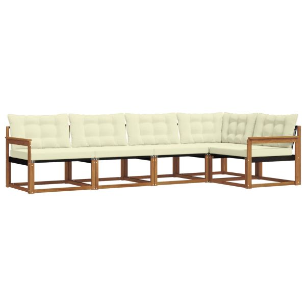 Комплект дивани за открито 5 pcs Натурален и Крема