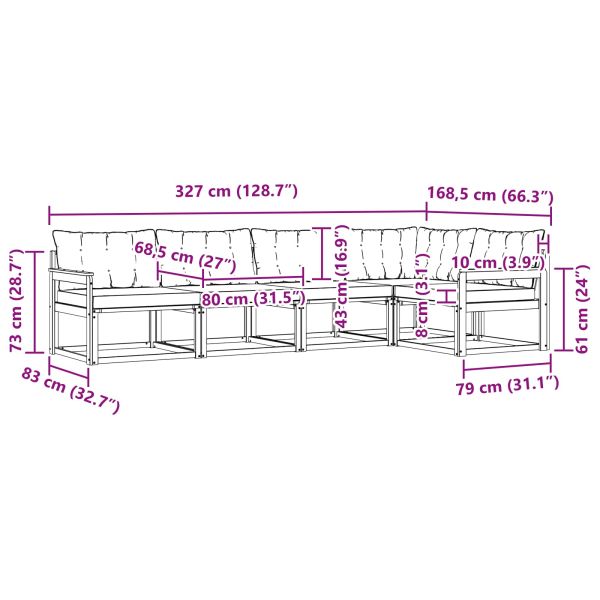 Комплект дивани за открито 5 pcs Натурален и Крема