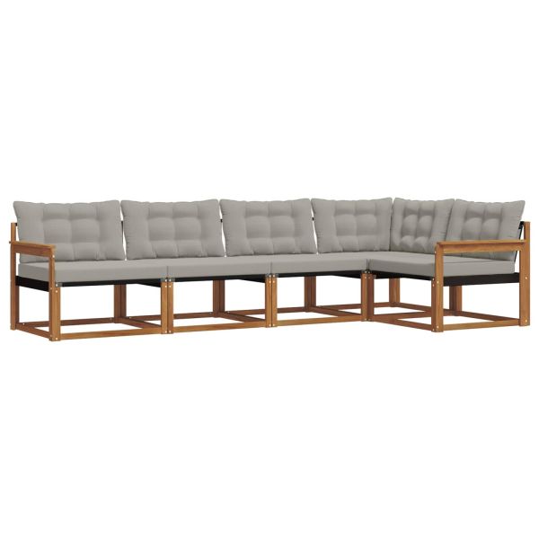 Комплект дивани за открито 5 pcs Естествено и светло сиво