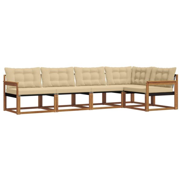 Комплект дивани за открито 5 pcs Натурален и Бежов