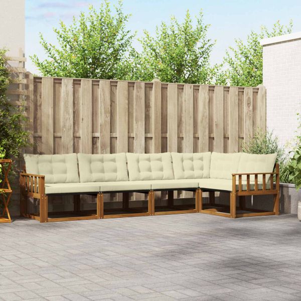 Комплект дивани за открито 5 pcs Натурален и Крема