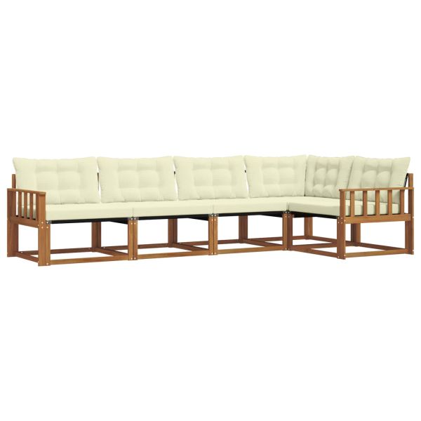 Комплект дивани за открито 5 pcs Натурален и Крема