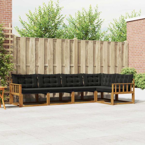 Комплект дивани за открито 5 pcs Естествено и черно