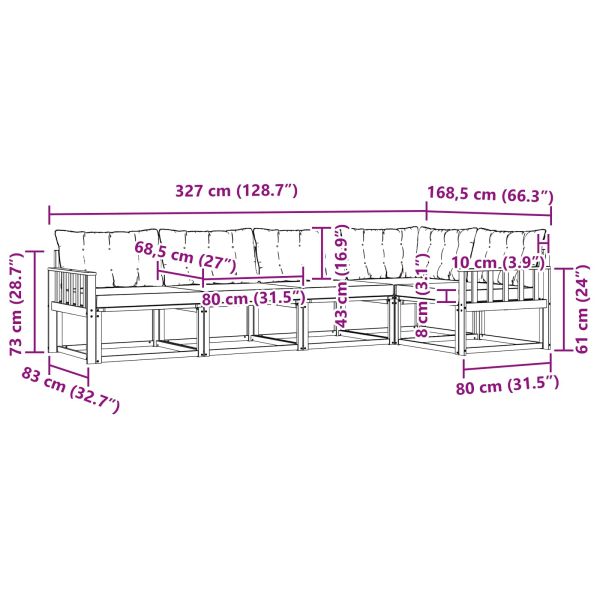 Комплект дивани за открито 5 pcs Натурален и Бежов