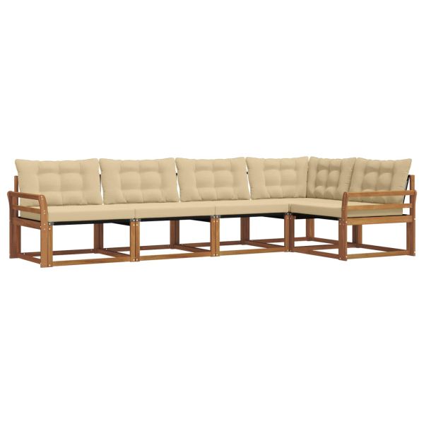 Комплект дивани за открито 5 pcs Натурален и Бежов