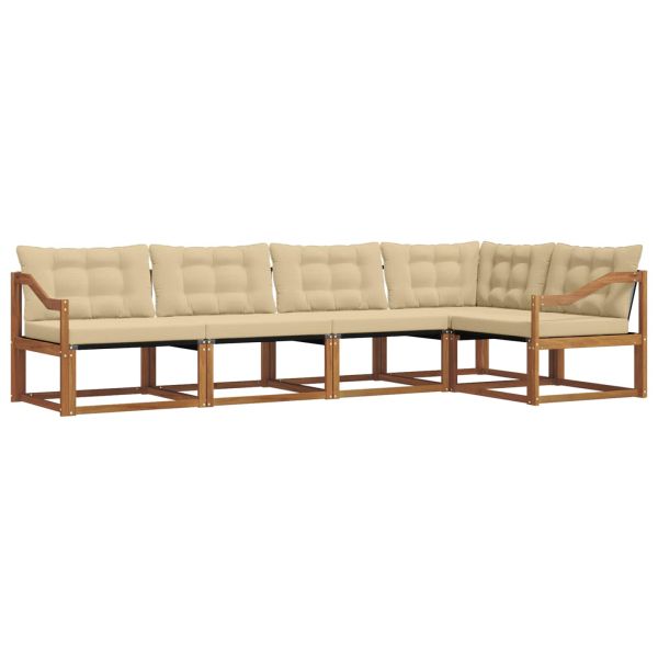 Комплект дивани за открито 5 pcs Натурален и Бежов