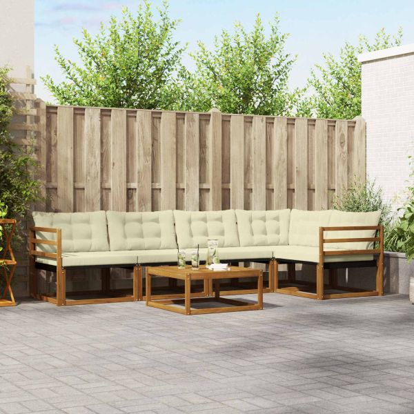Комплект дивани за открито 6 pcs Натурален и Крема