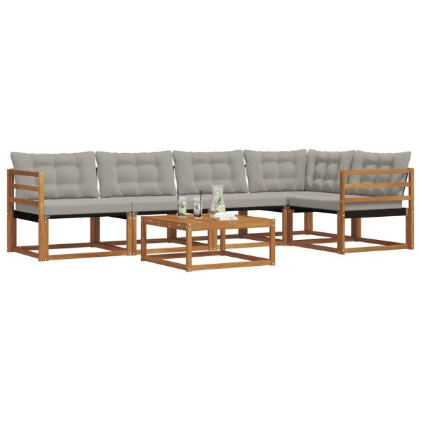 Комплект дивани за открито 6 pcs Естествено и светло сиво