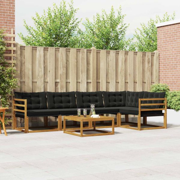 Комплект дивани за открито 6 pcs Естествено и черно