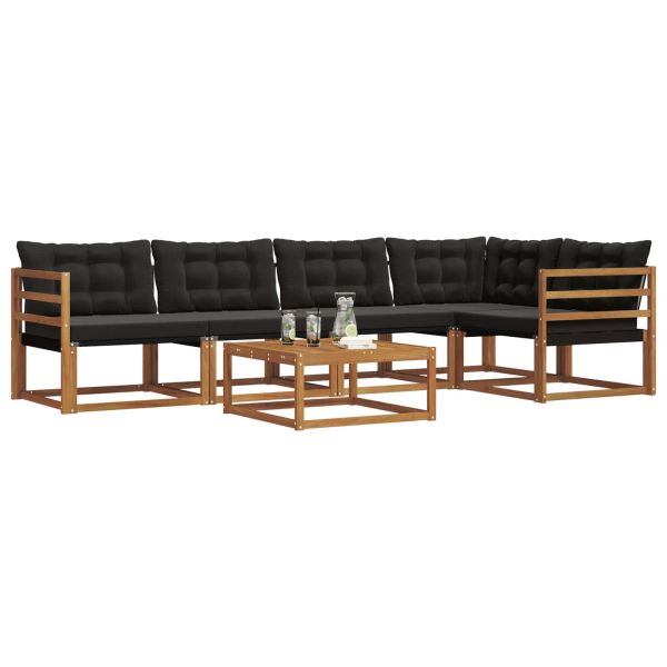 Комплект дивани за открито 6 pcs Естествено и черно