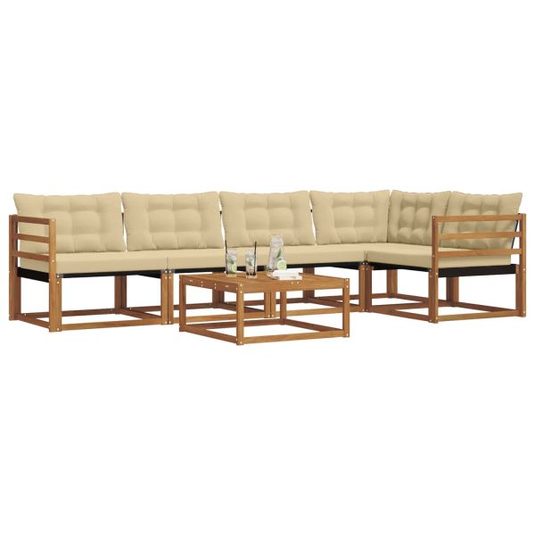 Комплект дивани за открито 6 pcs Натурален и Бежов