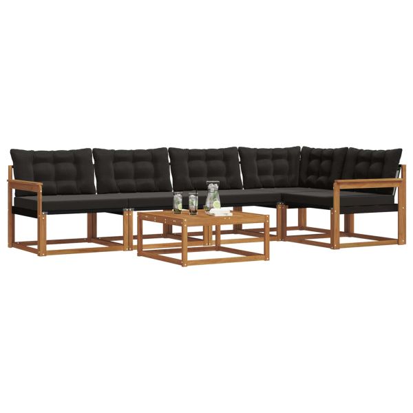 Комплект дивани за открито 6 pcs Естествено и черно