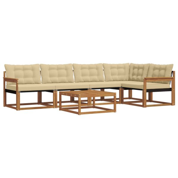 Комплект дивани за открито 6 pcs Натурален и Бежов