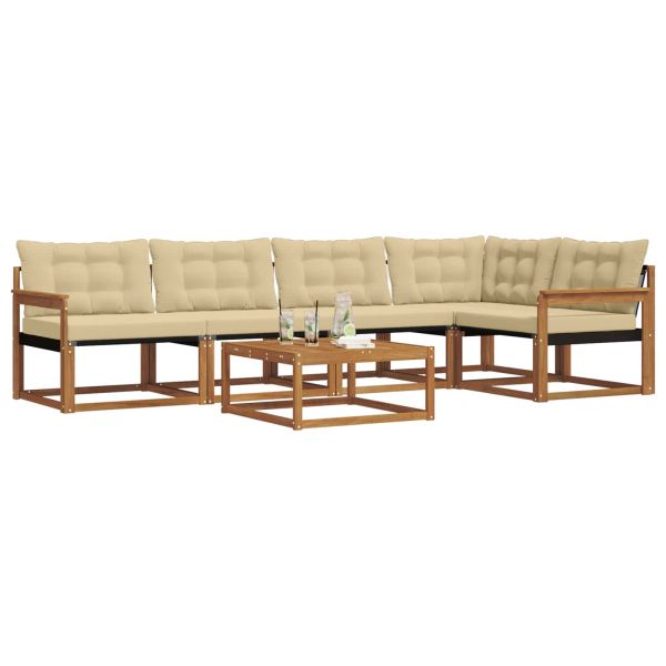 Комплект дивани за открито 6 pcs Натурален и Бежов