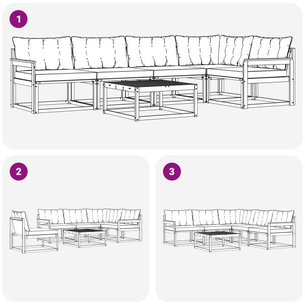 Комплект дивани за открито 6 pcs Натурален и Бежов