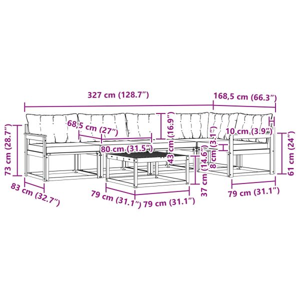 Комплект дивани за открито 6 pcs Натурален и Бежов