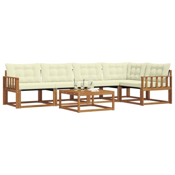 Комплект дивани за открито 6 pcs Натурален и Крема