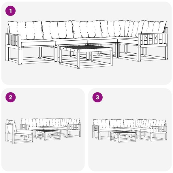 Комплект дивани за открито 6 pcs Натурален и Крема