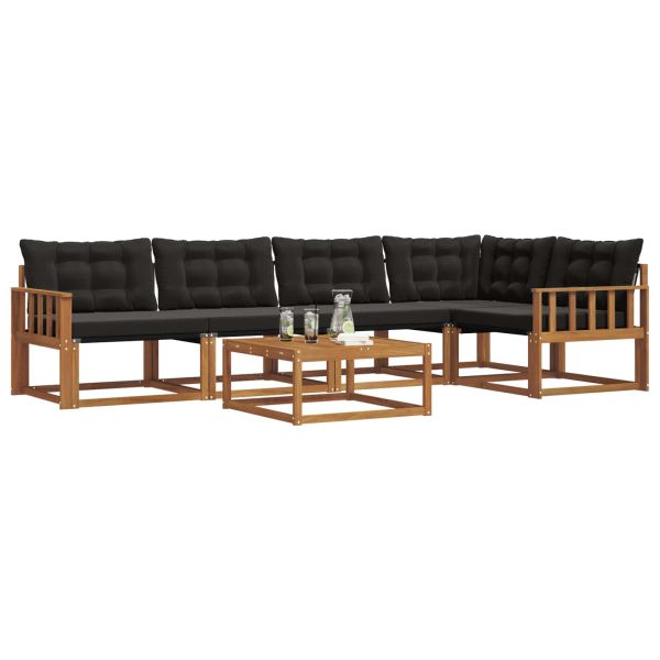 Комплект дивани за открито 6 pcs Естествено и черно