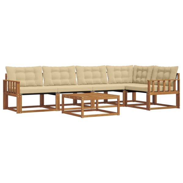 Комплект дивани за открито 6 pcs Натурален и Бежов