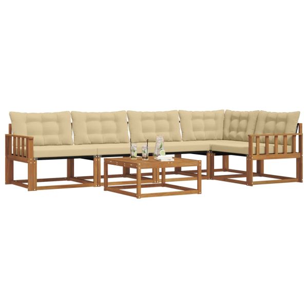 Комплект дивани за открито 6 pcs Натурален и Бежов