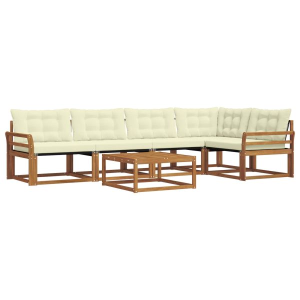 Комплект дивани за открито 6 pcs Натурален и Крема